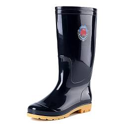 AELEGASN Herren Regenstiefel Wasserdicht Halbhohe Gummistiefel Rain Boots Klassische Waterproof Gartenschuhe,Schwarz,43 von AELEGASN