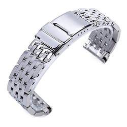 AEMALL 22 mm, 24 mm, silbernes Edelstahl-Uhrenarmband für Breitling-Armbanduhrenarmband für Avenger-Navitimer-Superocean-Armbänder (Farbe: Edelstahl, Größe: 22 mm) von AEMALL