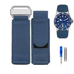 AEMALL 22 mm 24 mm Nylon Uhrenarmband für Seiko Tudor Rolex BR Klettverschluss Sportarmband Stahlschnalle NATO Armband Schwarz Blau (Farbe: 28 mm, Größe: 22 mm) von AEMALL
