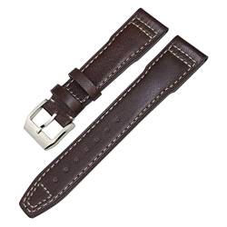 AEMALL Echtes Lederarmband für IWC Mark XVIII Le Petit Prince Pilotenuhr 20 mm 21 mm 22 mm Rindsleder Armband (Farbe: Braun Weiß Silber, Größe: 20 mm) von AEMALL