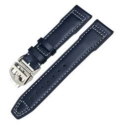 AEMALL Echtes Lederarmband für IWC Mark XVIII Le Petit Prince Pilotenuhr 20 mm 21 mm 22 mm Rindsleder Armband (Farbe: Dunkelblau gefaltet, Größe: 20 mm) von AEMALL