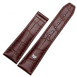 AEMALL Für MAURICE LACROIX Eliros Armband Erste Schicht Kalbsleder 20 mm 22 mm mit Faltschnalle Schwarz Braun Echtleder Armband (Farbe: Brwon ohne Schnalle, Größe: 20 mm) von AEMALL