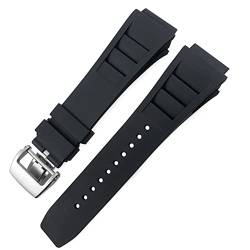 AEMALL Gummi-Uhrenarmband 20 mm 25 mm für Richard Spring Bar Silikon Mille Sport Uhrenarmband Weiches wasserdichtes Armband (Farbe: Schwarze Faltschnalle, Größe: 20 mm) von AEMALL