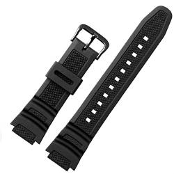 AEMALL Gummiarmband geeignet für Casio AE1200WH/SGW-300H/400/W-218H/MRW-200 Silikon-Armband Dornschließe Armband Uhrenarmband (Farbe: schwarze Schnalle, Größe: 18 mm) von AEMALL