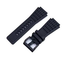 AEMALL Hochwertiges, weiches, staubdichtes, 34 mm x 24 mm, schwarzes Gummi-Armband für Bell Uhrenarmband Ross BR01 BR03 Armband-Gürtel von AEMALL