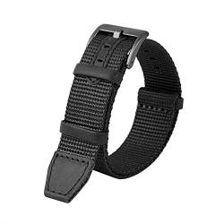 AEMALL Nylon-Armband für Hamilton H69439931 H69439411 Armband 20 mm 22 mm Marke Freizeit Uhrenarmbänder (Farbe: Schwarz Schließe, Größe: 20 mm) von AEMALL