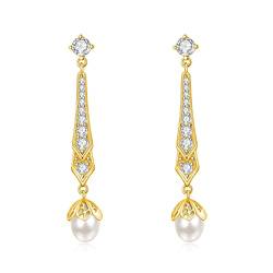Gold Kronleuchter a Ohrringe Sterling Silber Hochzeit Ohrringe für Frauen lange Perle Ohrringe baumeln Perle Ohrringe Geschenk für Frauen von AENEAS