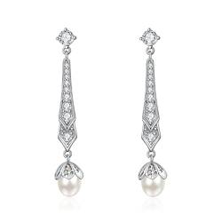 Perle Tropfen Ohrringe Sterling Silber Perle Ohrringe baumeln Vintage Hochzeit Ohrringe Perlenschmuck Geschenk für Frauen mit Geschenk-Box von AENEAS