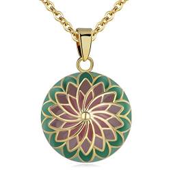 AEONSLOVE Engel Anrufer Halskette Bola Vintage Blume Klangkugel Schwangerschaft Anhänger Lange Ketten Schmuck Geschenk für Frauen damen Schwangere Frau Mutter von AEONSLOVE