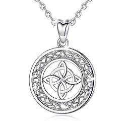 AEONSLOVE Keltisch Knoten Kette Damen Silber 925 Keltische Anhänger Silber Hexenknoten Halskette Irisch Keltischer Schmuck Damen Witcher Kette Hexen Wicca Schmuck von AEONSLOVE