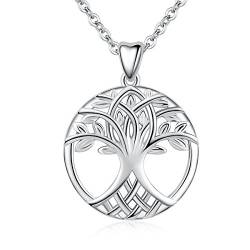 AEONSLOVE Lebensbaum Kette Damen Sterling-Silber 925 keltischer Baum des Lebens Schmuck Anhänger Halskette 46 cm von AEONSLOVE