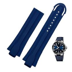 AERIALA 24mm*12mm Lug End Gummi Wasserdicht Armband Für Oris Armband Silikon Uhrenarmband Edelstahl Faltschließe(Blau - Keine Schnalle, 24-12mm) von AERIALA