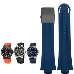AERIALA 24mm*12mm Lug End Gummi Wasserdicht Armband Für Oris Armband Silikon Uhrenarmband Edelstahl Faltschließe(Blue-black, 24-12mm) von AERIALA