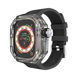 AERIALA 49 mm transparentes Uhrengehäuse, Mod Kit, für Apple Watch Band Ultra 49 mm Modifikationsset, Silikonband für iWatch 8 Ultra DIY Armband(h, FOR 49MM) von AERIALA