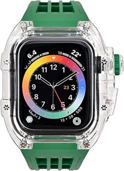 AERIALA Klares, transparentes Gummi-Armband-Set, für Apple Watch 49 mm, 45 mm, 44 mm, RM Glitzer, fließendes transparentes Gehäuse, Fluorkautschuk, für Watch Series Ultra 8 7 6 5 4 SE(F, 49 mm) von AERIALA