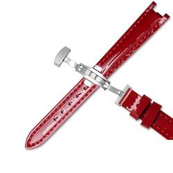 AERIALA Kuh Echtes Leder Armband Für 1853 T094210 Frauen Uhrenarmbänder Armband 12mm Mit Edelstahl Schmetterling Verschluss(Rot B, Gold clasp) von AERIALA