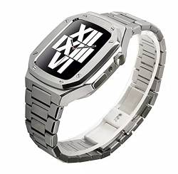 AERIALA Neues Metallgehäuse für Apple Watch Serie 8 45mm Edelstahl Uhrenarmband Für Apple Watch 7 41mm Band Shell iWatch Serie 6 5 SE(Blau/Pink, 40 mm) von AERIALA