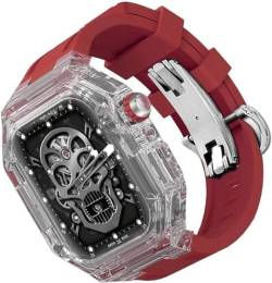 AERIALA Transparentes Uhrengehäuse, Gummi-Uhrenarmband, für Apple Watch 44 mm, 45 mm, 49 mm, stoßfestes Gehäuse, Mod-Kit, für iWatch 9, 8, 7, 6, 5, 4, SE, Ersatzzubehör(M, 44mm) von AERIALA