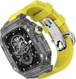 AERIALA Transparentes Uhrengehäuse, Gummi-Uhrenarmband, für Apple Watch 44 mm, 45 mm, 49 mm, stoßfestes Gehäuse, Mod-Kit, für iWatch 9, 8, 7, 6, 5, 4, SE, Ersatzzubehör(h, 44mm) von AERIALA