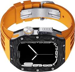 AERIALA Uhrengehäuse und Gummiband, Titan, Karbonfaser, für Apple Watch 45 mm, 44 mm, Uhrenabdeckung, Sportarmband mit Verschluss, Uhrenzubehör, für iWatch Serie 8, 7, 6, SE, 5, 4(K, FOR 45MM) von AERIALA