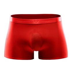 AERZ Herren Microfaser Boxershorts Atmungsaktive Unterwäsche Sexy Männer Schnelltrocknend Unterhose Men Retro Underwear (Rot, XL) von AERZ