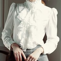 AFAZ New Trading UG Blouson Frühlings-Damen-Langarmshirt in Übergröße, weißes Hemd mit Stehkragen von AFAZ New Trading UG