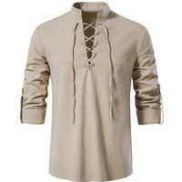 AFAZ New Trading UG Carmenpullover Herren-Leinenhemd mit langen Ärmeln Freizeithemd Herren Mittelalterhemd von AFAZ New Trading UG