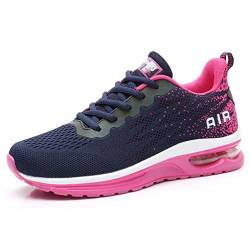 AFFINEST Damen Laufschuhe Sportschuhe Air Atmungsaktiv Turnschuhe rutschfest Leichte Schuhe Stoßfest Outdoor Mesh Sneaker Blau rosa 36 von AFFINEST