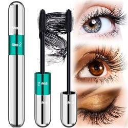 2 in 1 Mascara - 5x Longer Waterproof Lash Cosmetics Natural Lengthening and Thickening Effect No Clumping Superstrong Magic 4d Silk Fiber for Mascara Makeup von AFGQIANG