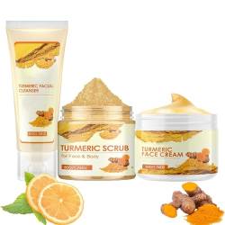 3 In 1 Turmeric Combo Skincare Set, Glow Combo, Turmeric Face Wash & Scrub & Body Butter , Hydrating Face Moisturizer For All Skin Types von AFGQIANG