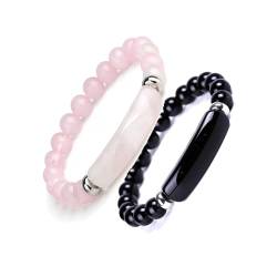 AFGQIANG Pheromon-Armband, natürliche rosa Pheromon-Armbänder, 8 mm, Stretch-Perlenarmreifen, rosa Armband, Stretch-Perlen, handgefertigt, Glücksbringer, Energie, Chakra-Stein, Perlenarmreif für Damen von AFGQIANG