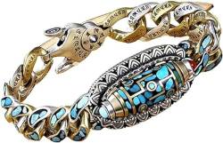 AFGQIANG Türkisfarbenes 6-stelliges Mantra-Armband mit neunäugigen Dzi-Perlen, tibetischer Stil, Transfer-Armband mit neun Augen, Dzi-Perlen, Meditations-Glücks-Amulett-Armband für Männer und Frauen, von AFGQIANG