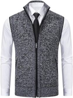 Men's Fleece Vest| Men's Fleece Vest Work Daily Leisure| Warm Sweater Vest Men| Thickened Stand Collar Zipper Sleeveless Sweater Vest| A Versatile and Stylish Wardrobe Essential (Dark Grey,L) von AFGQIANG