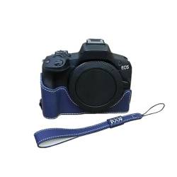 AFGRAPHIC Kameratasche PU Leder Blau Schutzhülle Halbkörper Cover Base Case mit Bodenöffnung Version für Canon EOS R50 spiegellose Kamera, blau, Halbkörper-Basisgehäuse von AFGRAPHIC