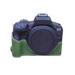 AFGRAPHIC Kameratasche PU Leder Grün Schutzhülle Halbkörper Cover Base Case für Canon EOS R50 spiegellose Kamera, grün, Halbkörper-Basisgehäuse von AFGRAPHIC
