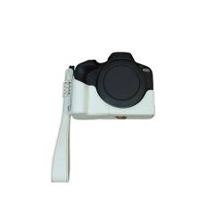 AFGRAPHIC Kameratasche PU Leder Weiß Schutzhülle Halbkörper Cover Base Case mit Bodenöffnung Version für Canon EOS R50 spiegellose Kamera, weiß, Halbkörper-Basisgehäuse von AFGRAPHIC