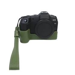 AFGRAPHIC Kameratasche PU Leder grün Schutzhülle Halbkörper Cover Base Tasche mit Gurt für Canon EOS R8 Kamera, grün, Halbkörper-Basisgehäuse von AFGRAPHIC