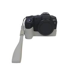 AFGRAPHIC Kameratasche PU Leder weiß Schutzhülle Halbkörper Cover Base Case mit Gurt für Canon EOS R8 Kamera, weiß, Halbkörper-Basisgehäuse von AFGRAPHIC