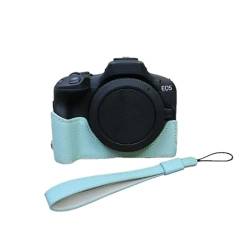 AFGRAPHIC Kameratasche aus PU-Leder, Himmelblau, schützende Halbkörperabdeckung, Basishülle mit Öffnung unten für Canon EOS R50 spiegellose Kamera, himmelblau, Halbkörper-Basisgehäuse von AFGRAPHIC