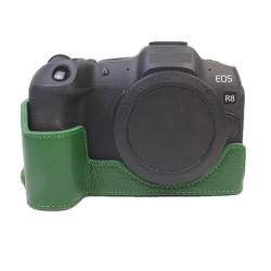 AFGRAPHIC Kameratasche aus echtem Leder für Canon EOS R8 Kamera, Grün, grün, Halbkörper-Basisgehäuse von AFGRAPHIC