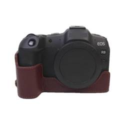 AFGRAPHIC Kameratasche braun Echtleder Schutzhülle Halbkörper Cover Base Case mit Bodenöffnung Version für Canon EOS R8 Kamera, braun, Halbkörper-Basisgehäuse von AFGRAPHIC
