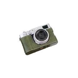 AFGRAPHIC Kameratasche für Fujifilm X100VI Digitalkamera, Büffelmuster, PU-Leder, Halbgehäuse, Basistasche, grün, Kameratasche von AFGRAPHIC