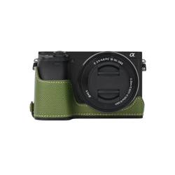 AFGRAPHIC Kameratasche für Sony Alpha A6400 Kamera, PU-Leder, rutschfest, Halbgehäuse, Grün, grün, Halbkörper-Basis von AFGRAPHIC
