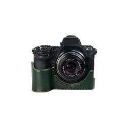 AFGRAPHIC Kameratasche für spiegellose Nikon Z8 Kameratasche aus echtem Leder, Halbgehäuse, Basisgehäuse mit Öffnung unten, Grün, grün, Halbkörper-Basis von AFGRAPHIC