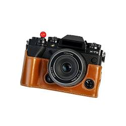 Kameratasche, öliges Leder, braun, schützende Halbkörper-Abdeckung, Basis-Tasche mit Öffnung an der Unterseite, für spiegellose Digitalkamera Fujifilm X-T5 von AFGRAPHIC