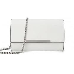 AFKOMST Clutch-Geldbörsen für Frauen, kleine Crossbody-Taschen und Sommer-Stroh-Strandhandtaschen mit Crossbody-Kettenriemen, Weiß-Pu von AFKOMST