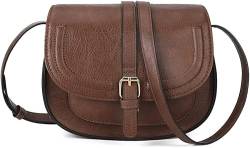 AFKOMST Crossbody-Tasche für Damen, kleine Umhängetasche, Vintage-Sattelhandtaschen, veganes Leder, Brown5, Small von AFKOMST