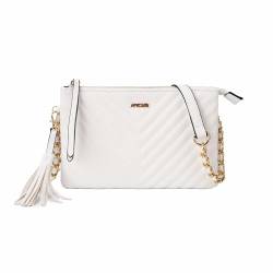 AFKOMST Damen Crossbody Taschen Gesteppte Crossbody Schultertaschen Multi Pocket Satchel Handtaschen Quaste Messenger Purses Damen Tasche, beige von AFKOMST