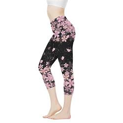 AFPANQZ Leggings für Damen, hohe Taille, Workout, Yogahose, eng, mittellang, nahtlose Leggings, Po, Lifting, XS-3X Sportbekleidung, Rosa (Cherry Blossoms), XX-Large von AFPANQZ