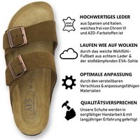 AFS-Schuhe 2100 Zweischnaller Pantolette für Damen mit Fußbett, bequeme Sandalen aus Leder von AFS-Schuhe